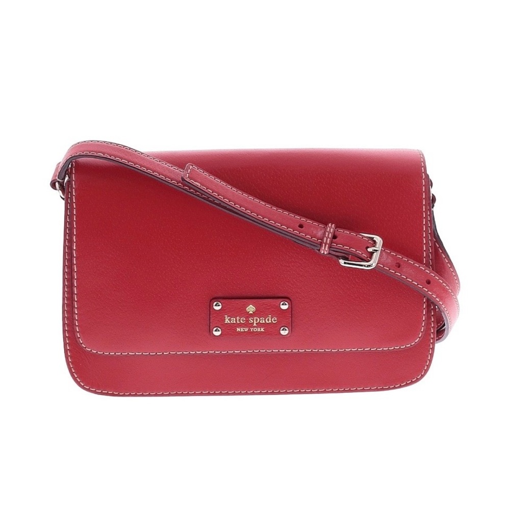 *SOLD*Kate Spade New York Red Leather Crossbody Bag Flap Purse Adjustable Strap